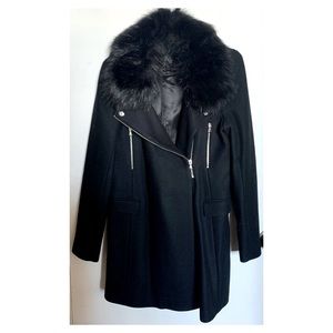 Zara Black Faux Fur Collar Jacket